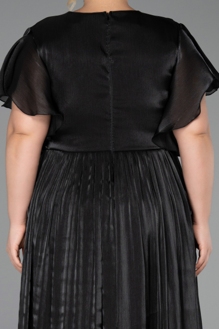 Long Black Chiffon Formal Plus Size Dress ABU6423