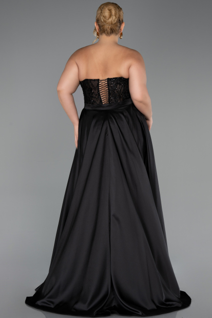 Long Black Dantelle Plus Size Evening Gown ABU6395