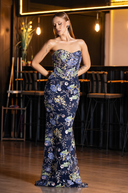 Long Navy Blue Evening Dress ABU6421