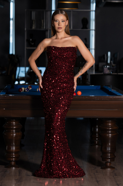 Long Burgundy Evening Dress ABU6439