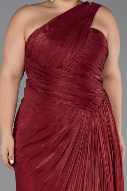 Long Burgundy Chiffon Plus Size Evening Gown ABU6513