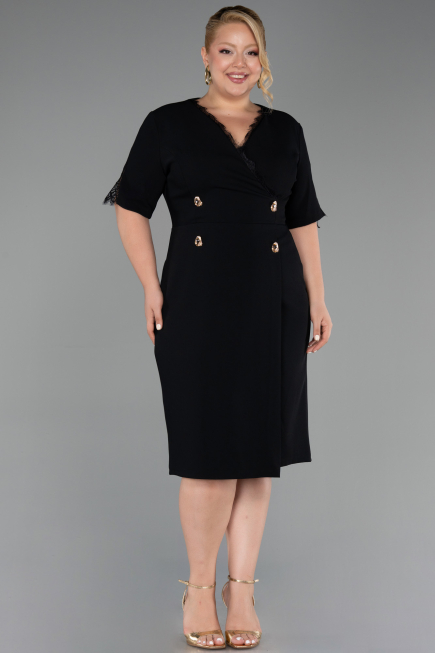 Midi Black Plus Size Cocktail Dress ABK2678