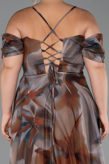 Long Brown Plus Size Evening Gown ABU6409