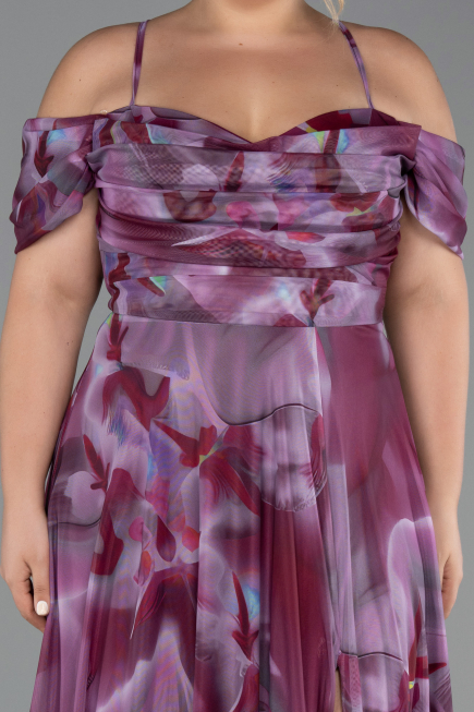 Long Plum Plus Size Evening Gown ABU6409
