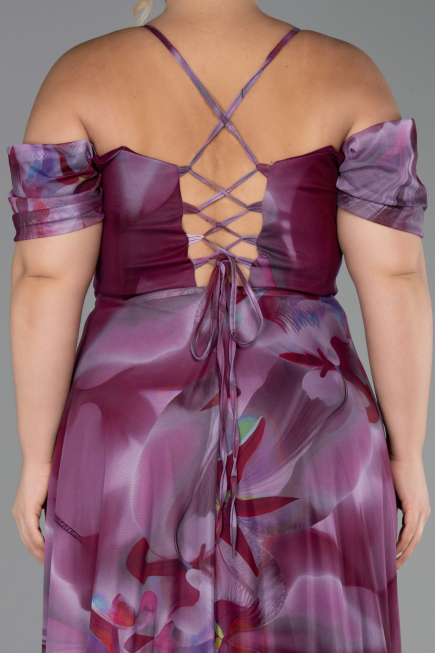 Long Plum Plus Size Evening Gown ABU6409