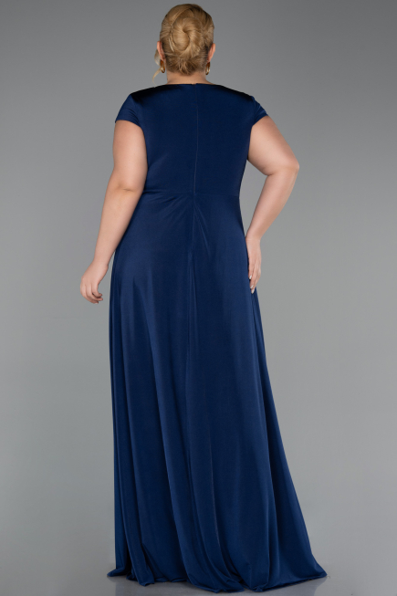 Long Navy Blue Formal Plus Size Dress ABU6410