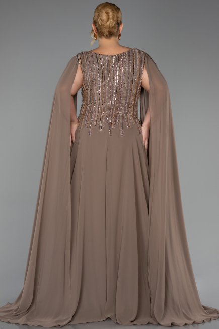 Long Mink Chiffon Plus Size Evening Gown ABU6435