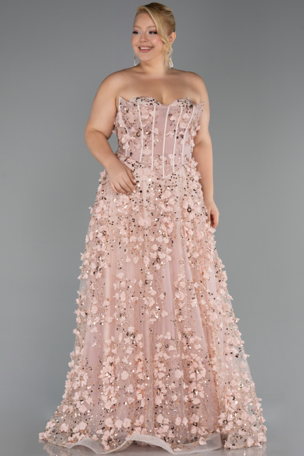 Long Powder Color Plus Size Engagement Dress ABU5660