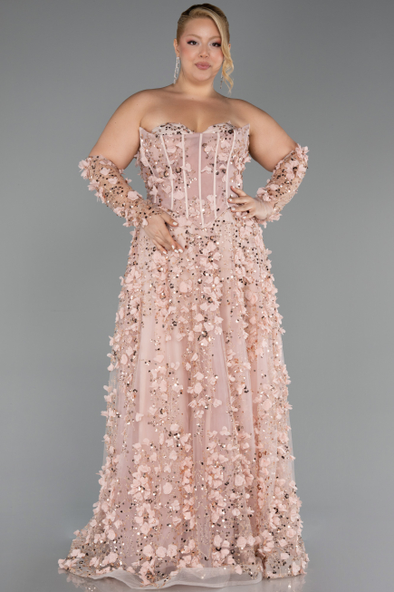 Long Powder Color Plus Size Engagement Dress ABU5660