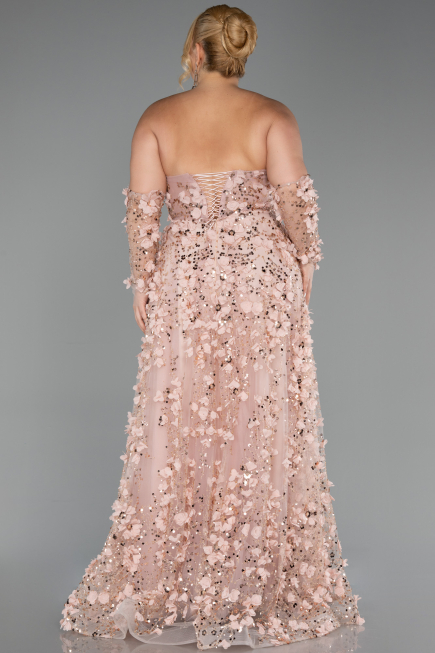 Long Powder Color Plus Size Engagement Dress ABU5660