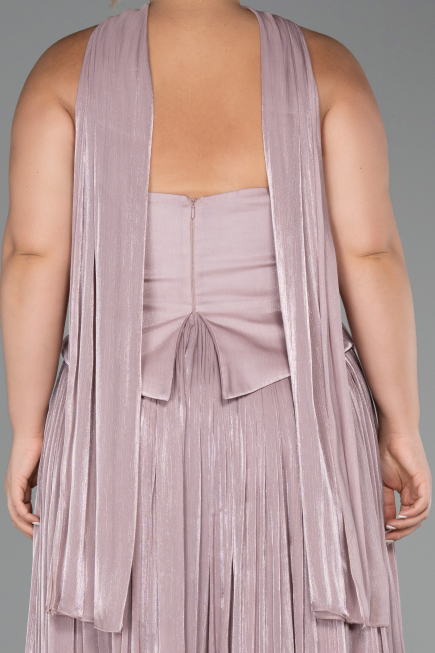 Long Light Lavender Chiffon Plus Size Evening Gown ABU5958