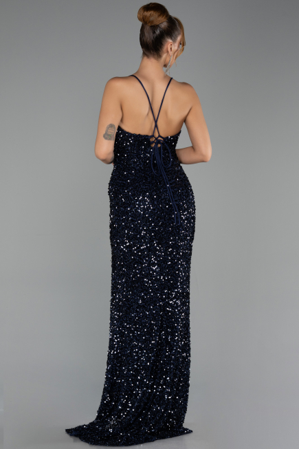 Long Navy Blue Scaly Evening Dress ABU6498