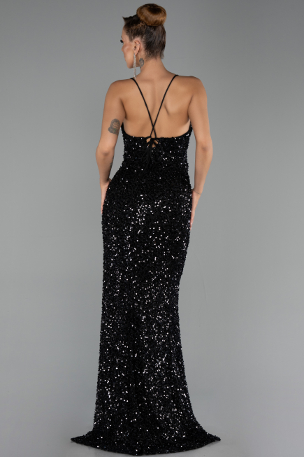 Long Black Scaly Evening Dress ABU6498