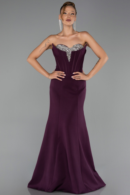 Long Plum Mermaid Prom Dress ABU6526