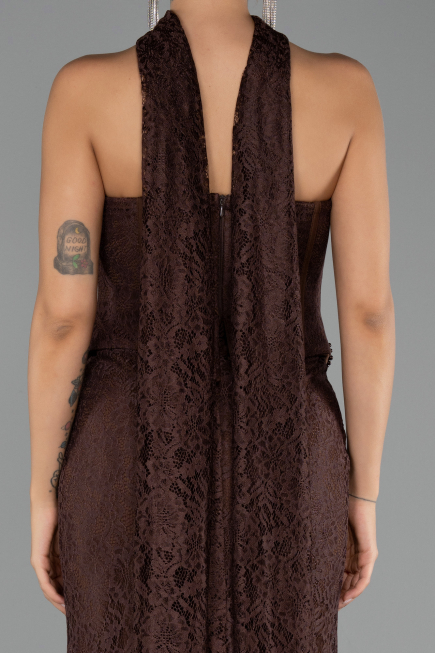 Long Brown Dantelle Evening Dress ABU6487