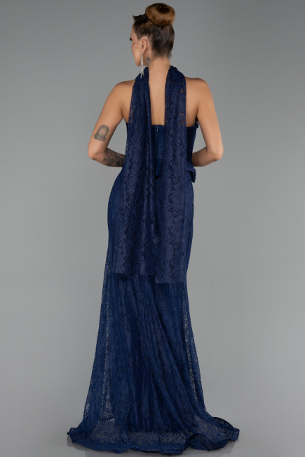 Long Navy Blue Dantelle Evening Dress ABU6487