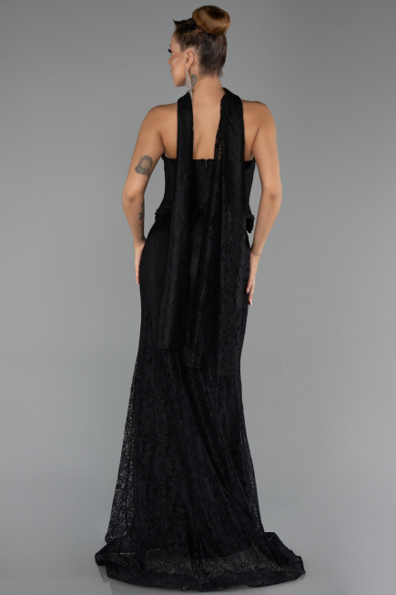 Long Black Dantelle Evening Dress ABU6487