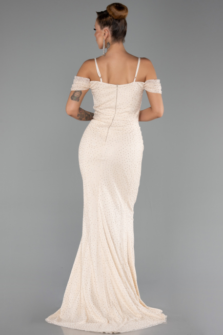 Long Beige Dantelle Evening Dress ABU6085