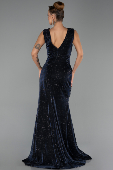 Long Navy Blue Stony Evening Dress ABU6521