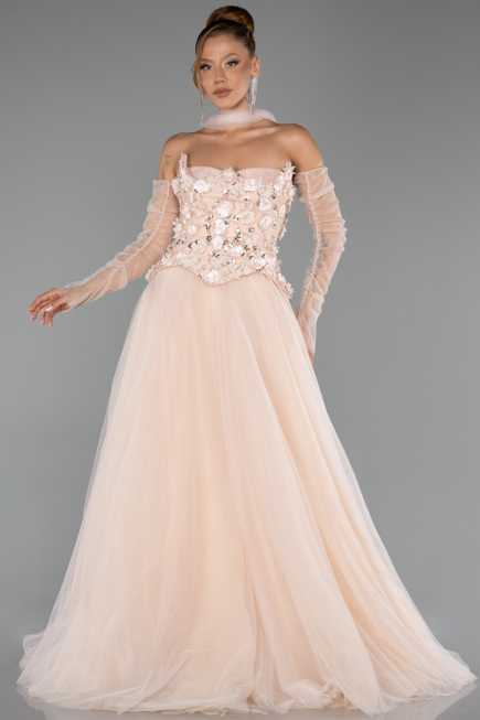 Long Salmon Evening Dress ABU6523