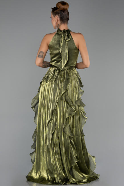 Long Oil Green Chiffon Prom Gown ABU6227