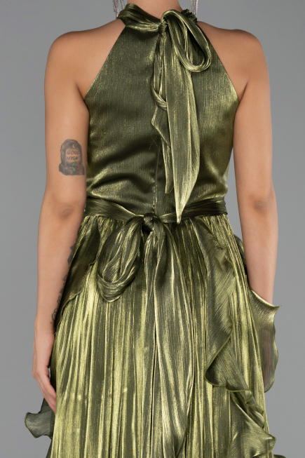Long Oil Green Chiffon Prom Gown ABU6227