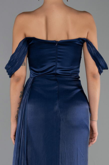 Long Navy Blue Chiffon Evening Dress ABU6496