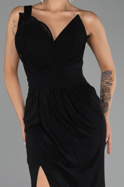 Long Black Chiffon Evening Dress ABU6500