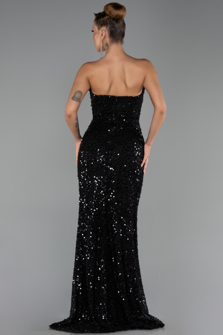 Long Black Scaly Evening Dress ABU6503