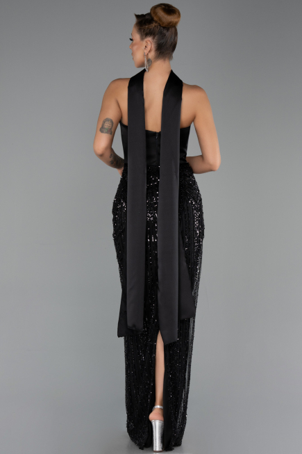 Long Black Scaly Evening Dress ABU6528