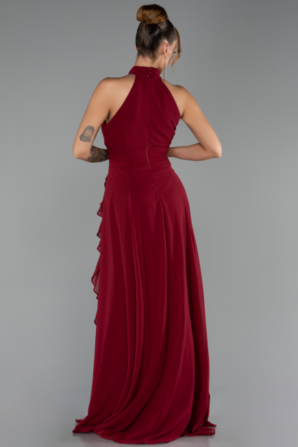 Long Burgundy Chiffon Prom Gown ABU6506