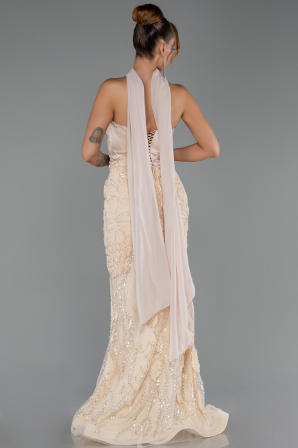 Long Beige Evening Dress ABU6442