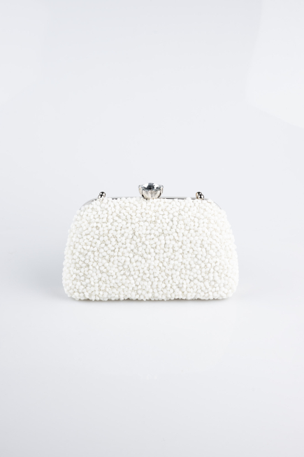 White Plaster Fabric Evening Bag SH849