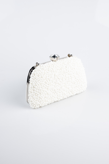 White Plaster Fabric Evening Bag SH849