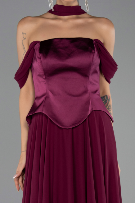 Long Plum Chiffon Evening Dress ABU5327