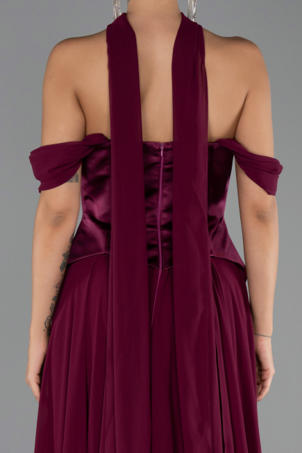 Long Plum Chiffon Evening Dress ABU5327