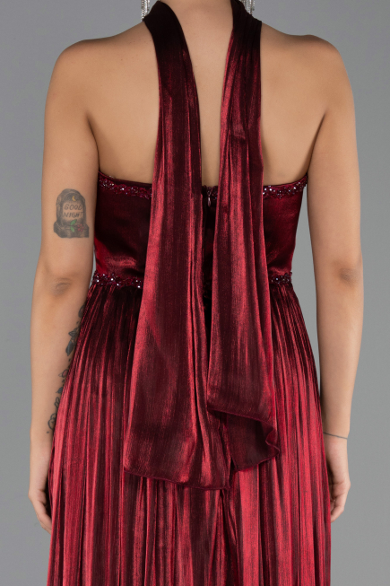 Long Burgundy Chiffon Evening Dress ABU6531