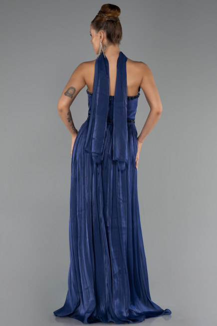 Long Navy Blue Chiffon Evening Dress ABU6531