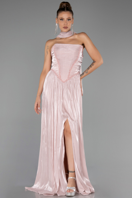 Long Powder Color Chiffon Evening Dress ABU6531