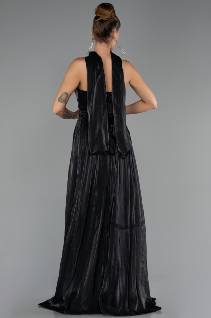 Long Black Chiffon Evening Dress ABU6531