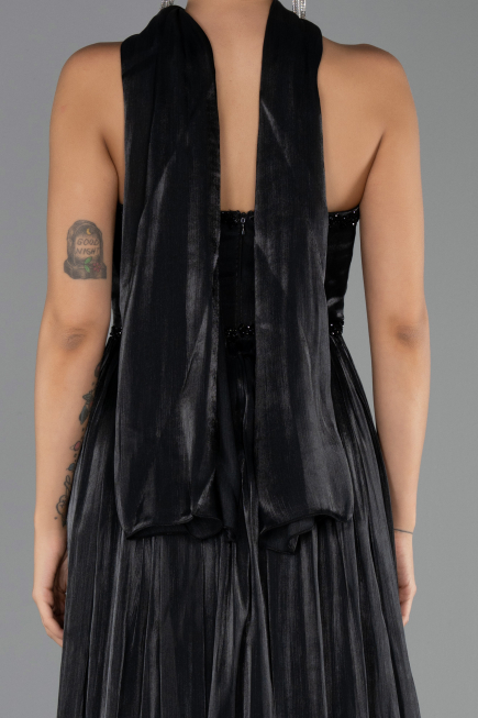 Long Black Chiffon Evening Dress ABU6531