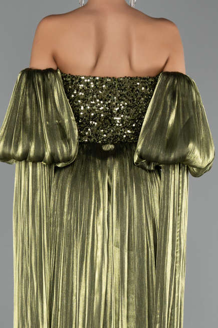 Long Oil Green Chiffon Evening Dress ABU6533
