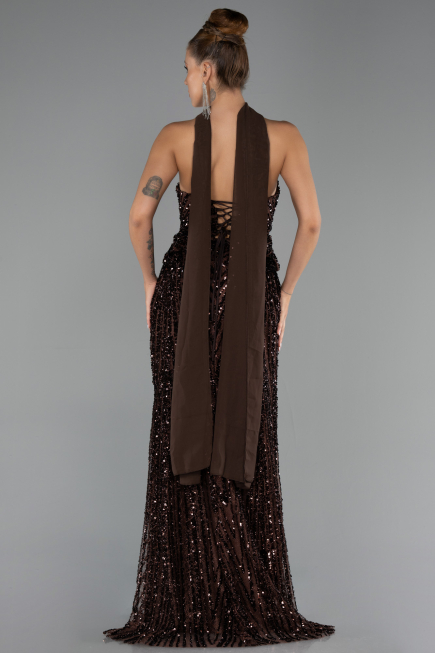 Long Brown Scaly Evening Dress ABU6534