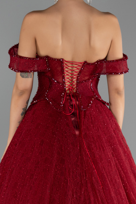 Long Burgundy Dantelle Evening Dress ABU6536