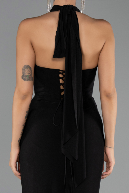 Long Black Plus Size Evening Dress ABU6539