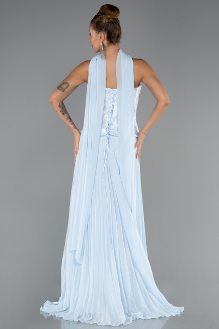 Long Light Blue Chiffon Evening Dress ABU6436