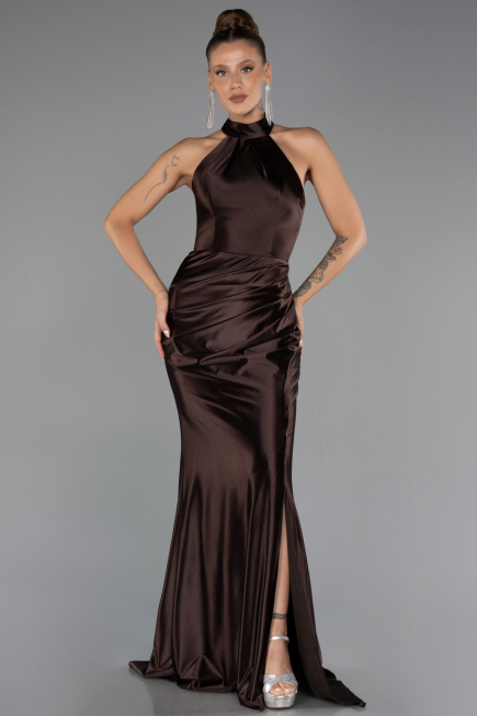 Long Brown Plus Size Evening Dress ABU6539
