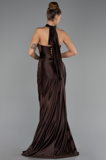 Long Brown Plus Size Evening Dress ABU6539