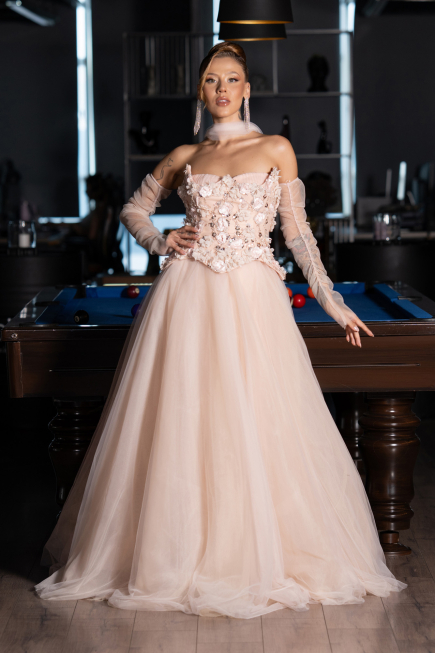 Long Salmon Evening Dress ABU6523