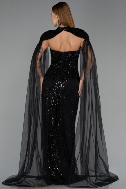Long Black Beaded Evening Dress ABU6544
